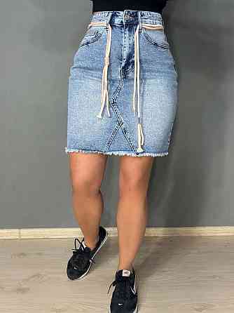 Юбка женская джинсовая Vanver 2037 короткая прямая с поясом стрейчевая голубая, голубой, 31, 31, 83 см, 105 см Киев