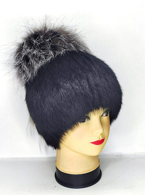 Шапка хутряна жіноча із кролика Аліна Чорний Харків - фото 3