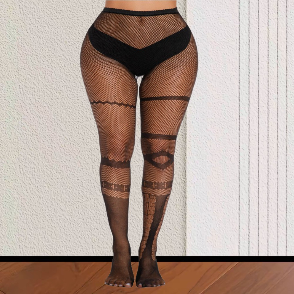 Колготки в сетку геометрические женские one size черный Киев - изображение 3