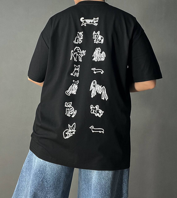 Футболка жіноча A-N 2358 оверсайз з малюнком тварин на спині, чорний, one size Київ - фото 9