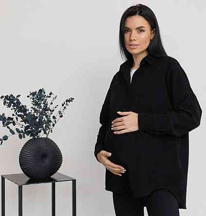 Сорочка вельветова для вагітних та годуючих мам Varna розмір S-М Lullababe Чорний Кривий Ріг