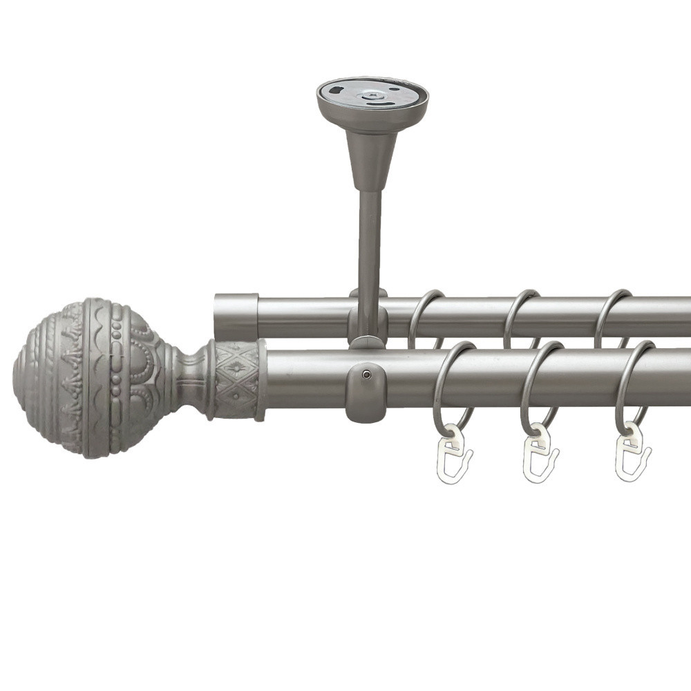 Карниз Orvit Арабеска металевий дворядний відкритий до стелі гладка труба кільце металеве Сатин 25\19 мм 240 Львов - изображение 1