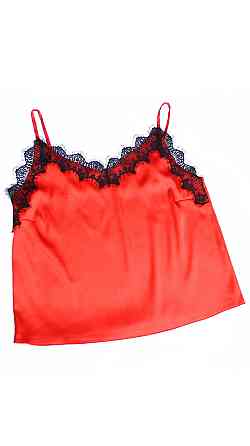 Базова майка жіноча з мереживом атлас Червоний S Харків