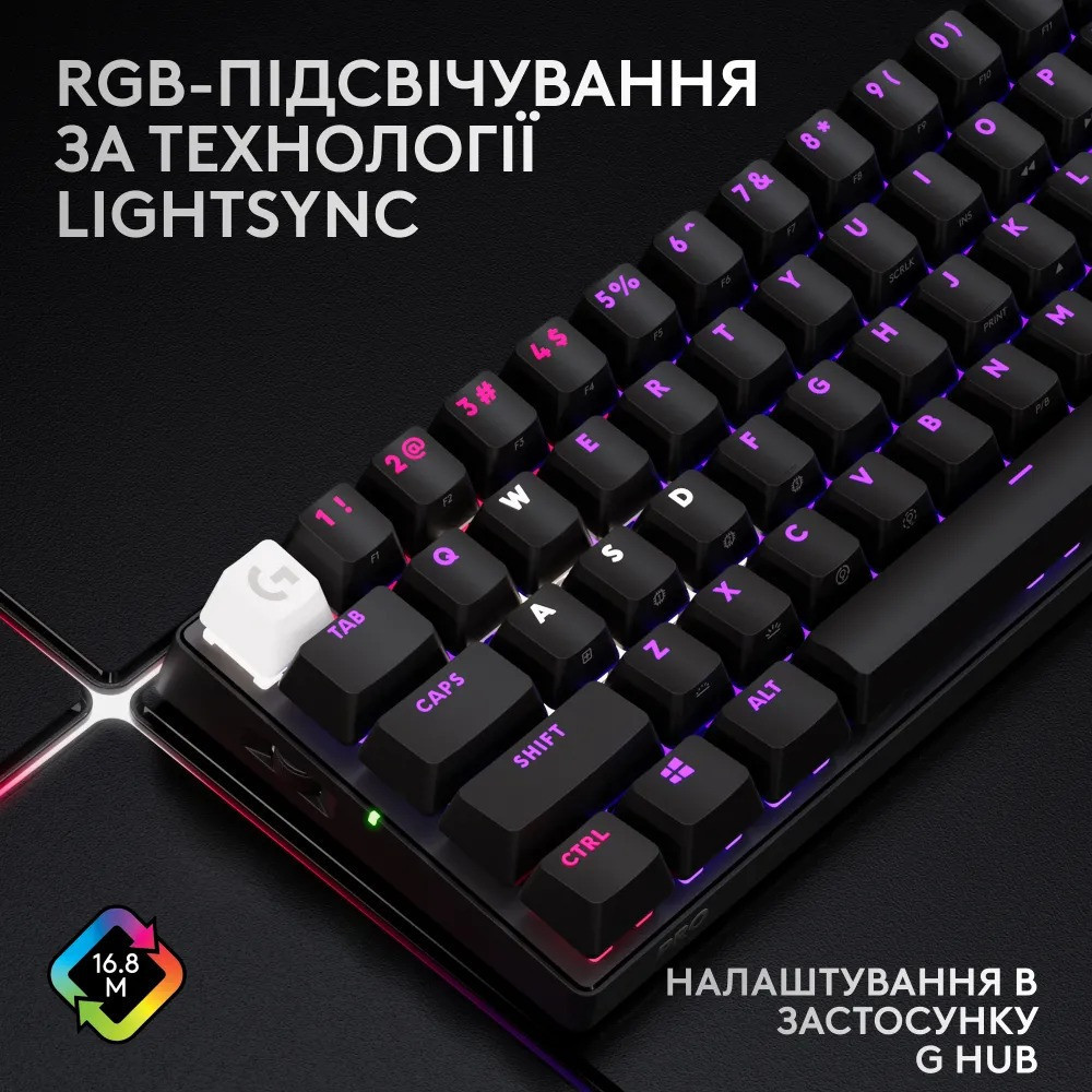 Клавіатура Logitech G PRO X 60 TKL GX Optical Black Tactile (920-011911) Чорний Харків - фото 3