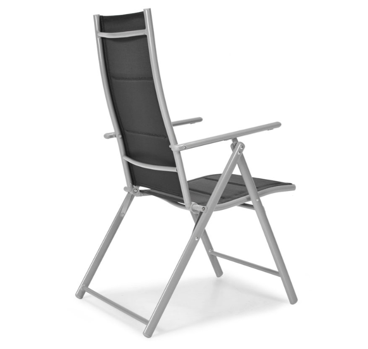 Складной садовый стул MODENA eDomator алюминиевый с регулировкой спинки, Серебряно-черный (Польша) Киев - изображение 6
