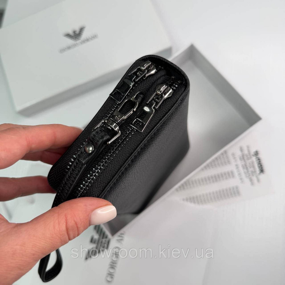 Кожаный брендовый кошелек клатч на два отделения Armani (6614) Киев - изображение 4
