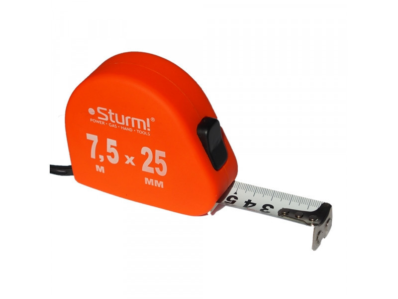 Рулетка  7,5м Х 25мм , автостоп, Soft Touch Sturm! 3100203 (читать описание) Ровно - изображение 1