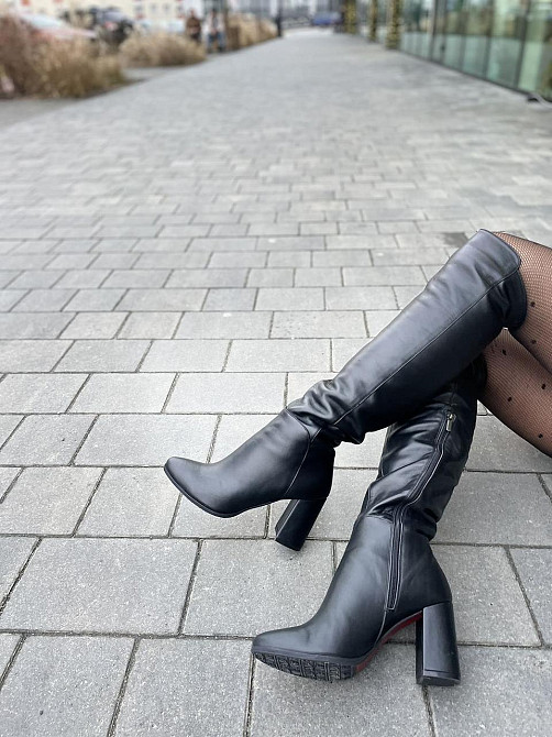 Nivelle Ботфорти жіночі чорні, натуральна шкіра, зимові, наповнювач євро-вовна, на підборах р. Коломия - фото 2
