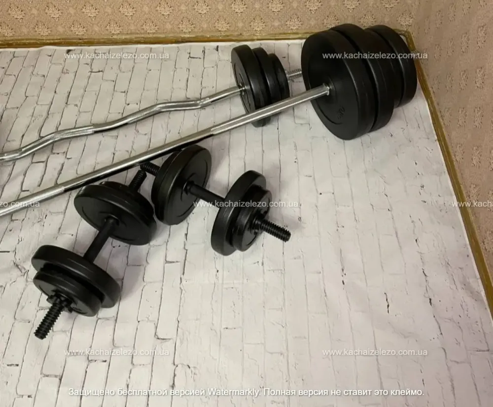 Скамья для жима + штанга 93 кг + гриф W + гантели Гантели, гири, штанги и диски АВС пластик комплект Киев - изображение 9