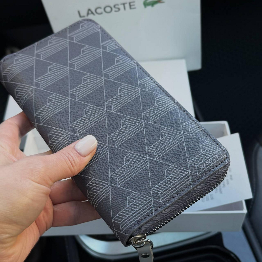 Мужской брендовый кошелек Lacoste (А7) серый Киев - изображение 5