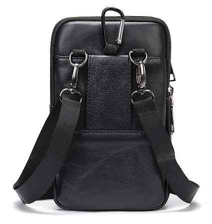 Шкіряна сумка на пояс Vintage 20358 Чорна Київ