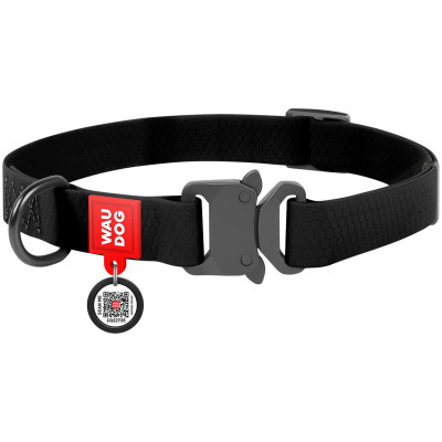 Нашийник для тварин WAUDOG Waterproof з QR паспортом L Ш 25 мм Д 31-49 см(чорний) (27861) Вінниця - фото 1