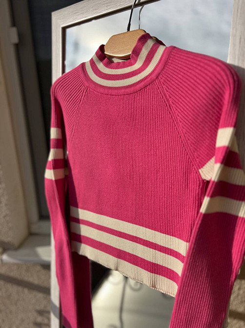 Светр гольф жіночий MIX RAY 6728 смуга кроп-топ короткий, малиновий, one size Київ - фото 10