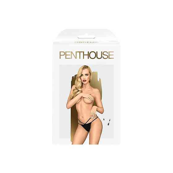 Трусики-стринги Penthouse Classified M/L Black, двойные резиночки, непрозрачная вставка и бантик Sex Aura Киев