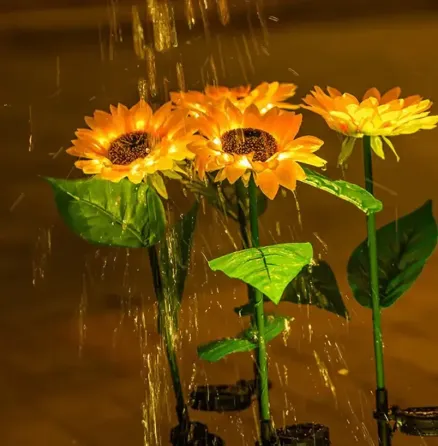 Садовый светильник на солнечной батарее Подсолнечник, 75 см, Теплый белый / Газонный светодиодный фонарь Коломия