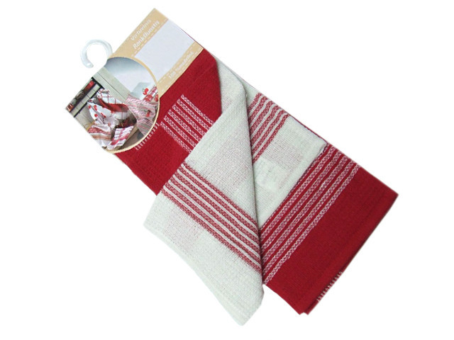 Nostra Набір кухонних рушників вафельних Nostra 2 шт 50х70 см Red червоного кольору Коломия - фото 1