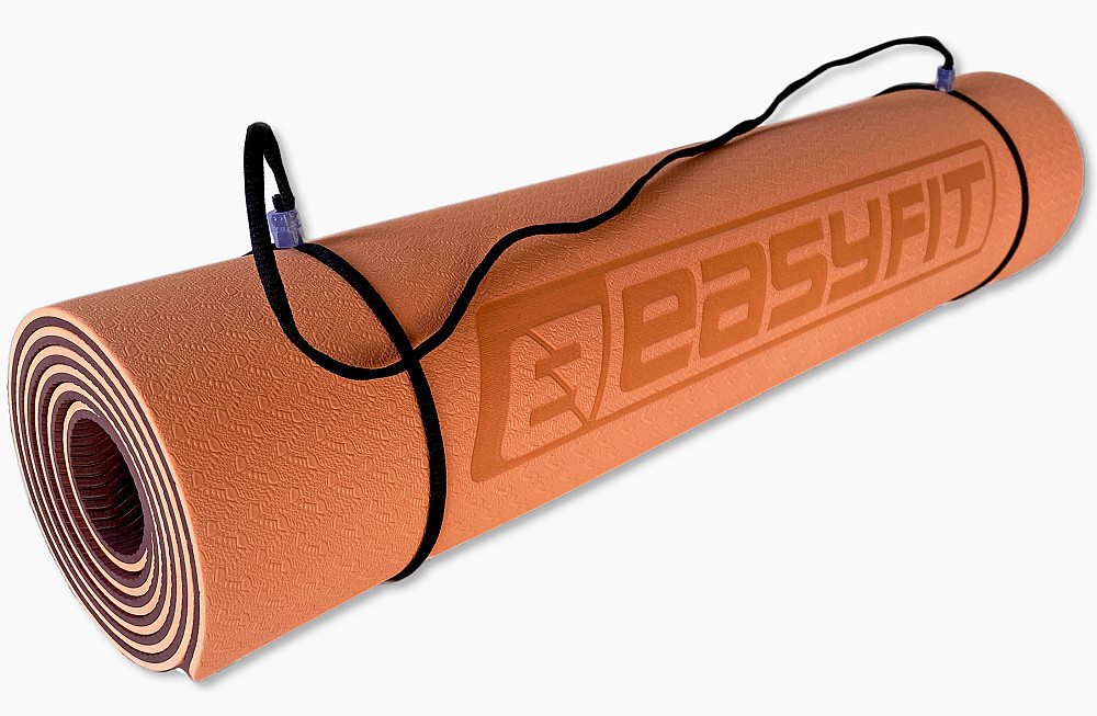 Килимок для йоги та фітнесу EasyFit TPE+TC 6 мм двошаровий персиковий-коричневий Коломия - фото 8