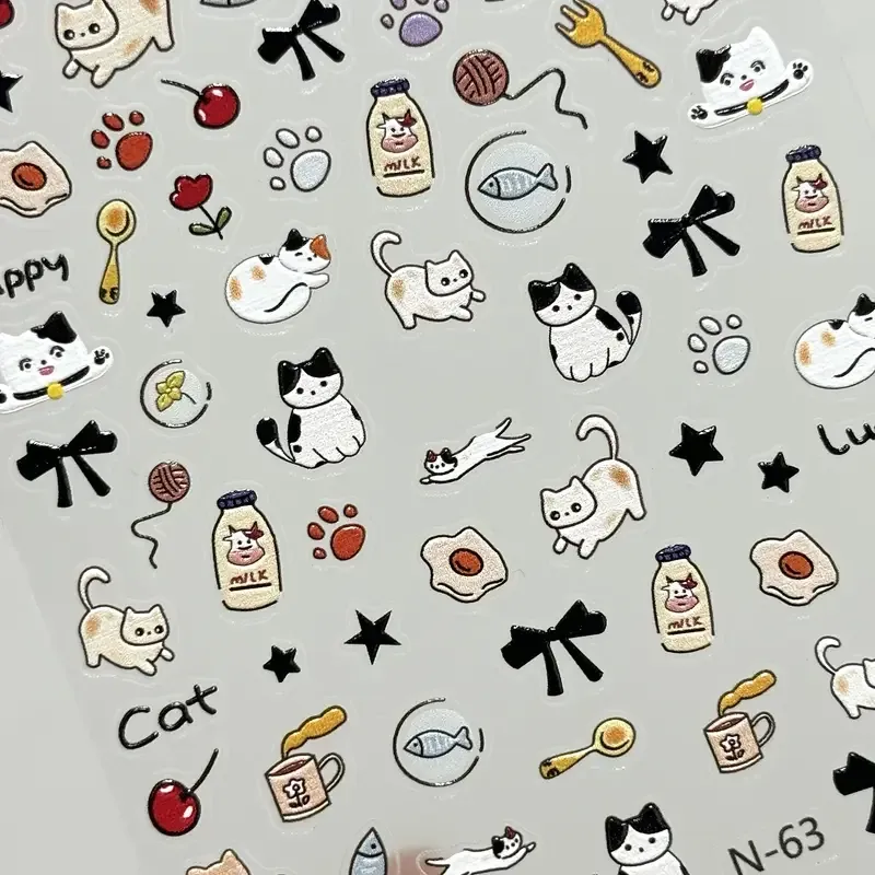 3D стикеры для ногтей с котиками – водостойкие самоклеящиеся наклейки Киев - изображение 6