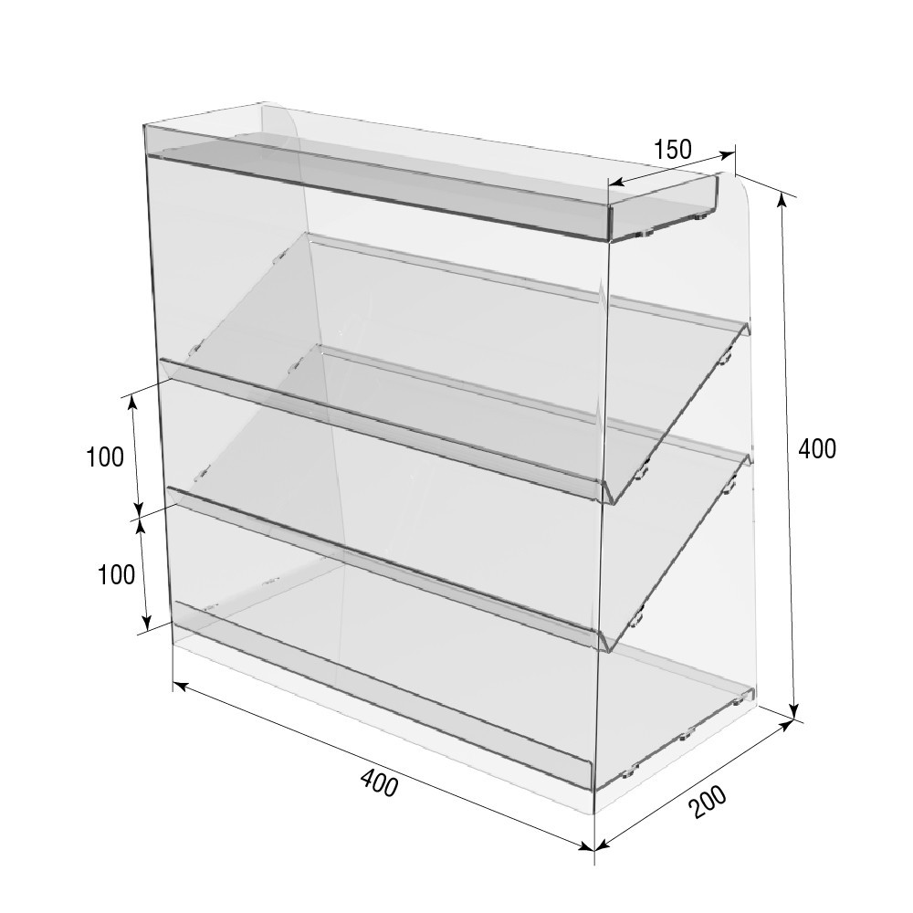 Підставка вітрина EKOSTAR 4 полиці 400х200х400 Київ - фото 4