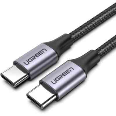 Дата кабель USB-C to USB-C 2.0m US261 18W Round Cable Nickel Plating Aluminum Shell Black Ugreen (50152) Винница