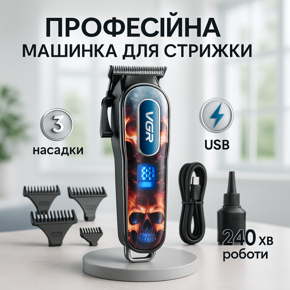Отличная машинка для стрижки волос VGR, Профессиональная электрическая машинка для стрижки QC-36 Львов - изображение 16
