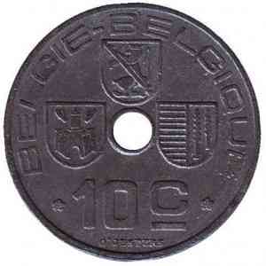 10 сантимів. 1943 рік, Бельгія (Belgie-Belgique). Полтава