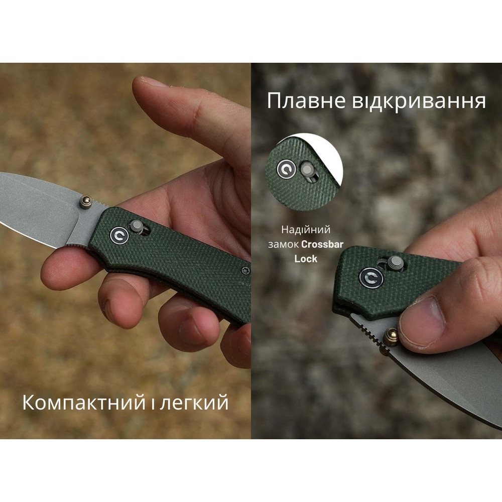 Ніж складаний кишеньковий Civivi Baby Banter 2, (5.9 см) Nitro-V / Micarta темно-зелений Київ - фото 11