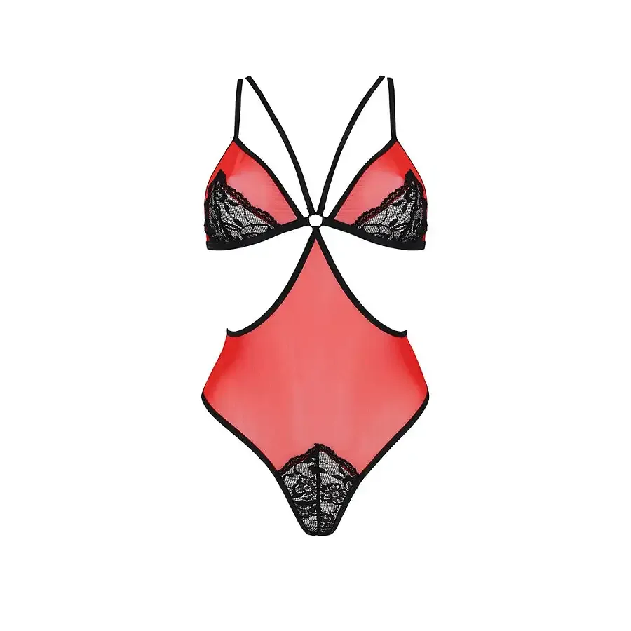 Напівпрозоре боді з мереживом Passion PEONIA BODY L/XL red Львів - фото 3