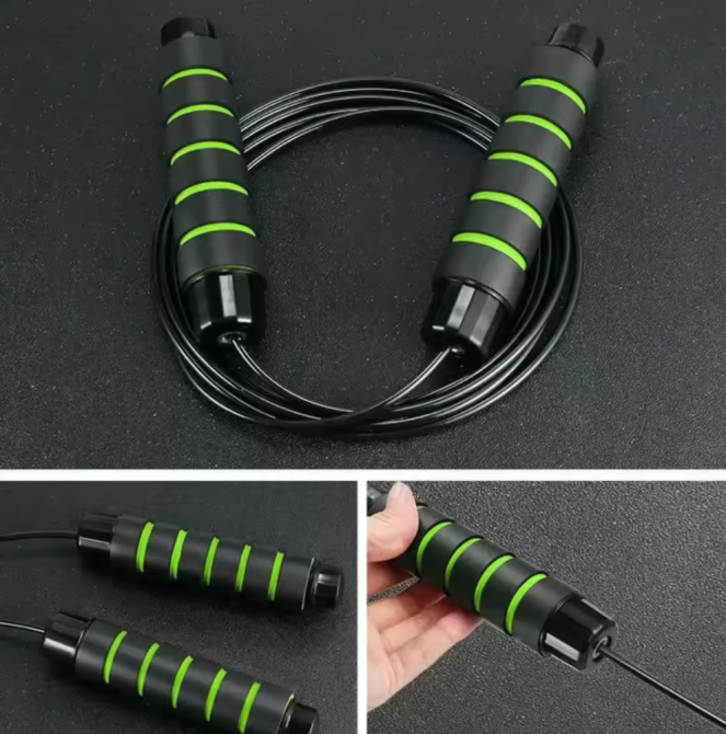 Скакалка, гімнастична, швидкісна для кросфіту з підшибниками, сталевий трос довжина 3 м, зелена Кам'янець-Подільський - фото 9