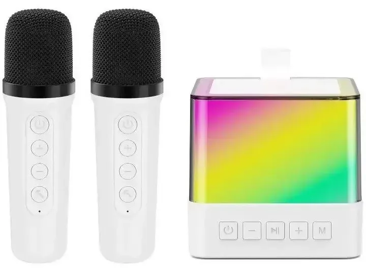 Портативная Bluetooth колонка K18 с LED подсветкой 2 микрофона белый Коломыя - изображение 4