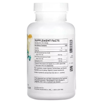 Витамин Thorne Research Омега-3 с коэнзимом Q10, Omega-3 with CoQ10, 90 гелевых капсул (THR-61603) Винница - изображение 2