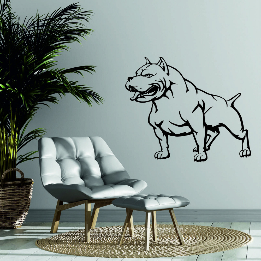 Декоративне настінне Панно «Американський пітбультер'єр» Декор на стіну 70*58 см, Чорний Київ - фото 1