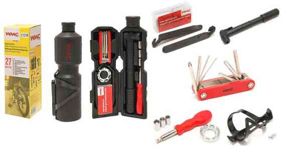 Набор инструментов для обслуживания велосипеда 27пр.+держатель фляги,в тубе(черный) Одесса