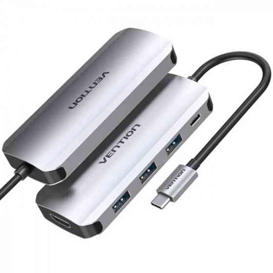Док-станція USB3.1 Type-C --> HDM/USB 3.0х3//PD 100W 5-in-1 Vention Київ