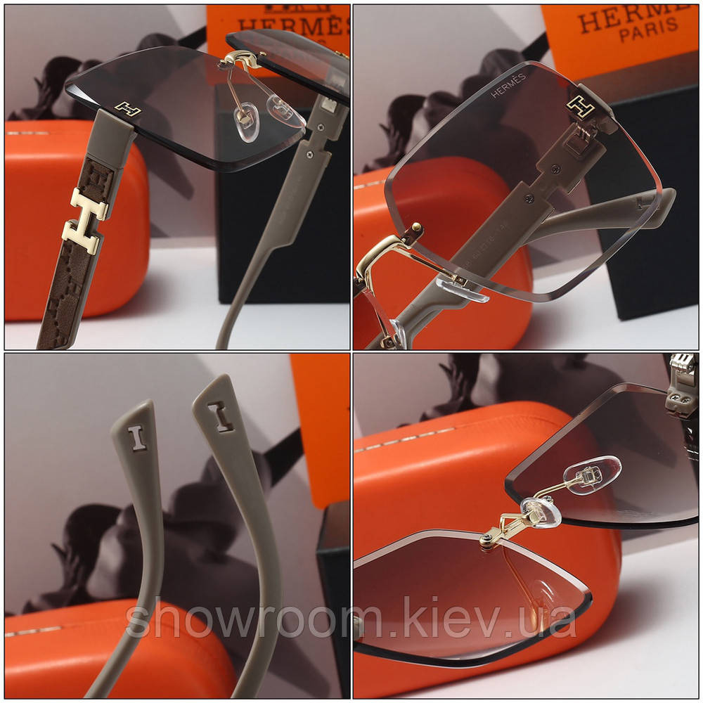 Жіночі безоправні сонцезахисні окуляри H-6868 green Київ - фото 3