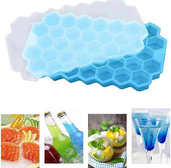 Силиконовая форма для льда на 37 кубиков 20 на 12 см голубой Киев