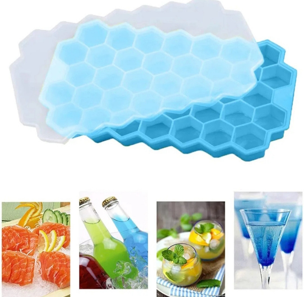 Силиконовая форма для льда на 37 кубиков 20 на 12 см голубой Киев - изображение 1