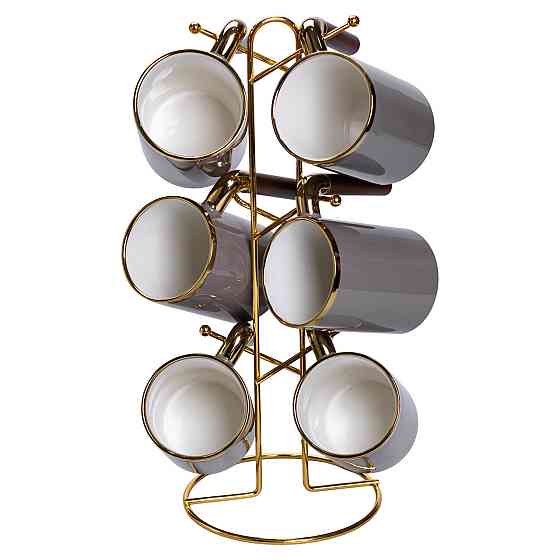 Набір чашок на металевій підставці 6 (шт) по 400 (мл) Сірий HP-26-12 Київ