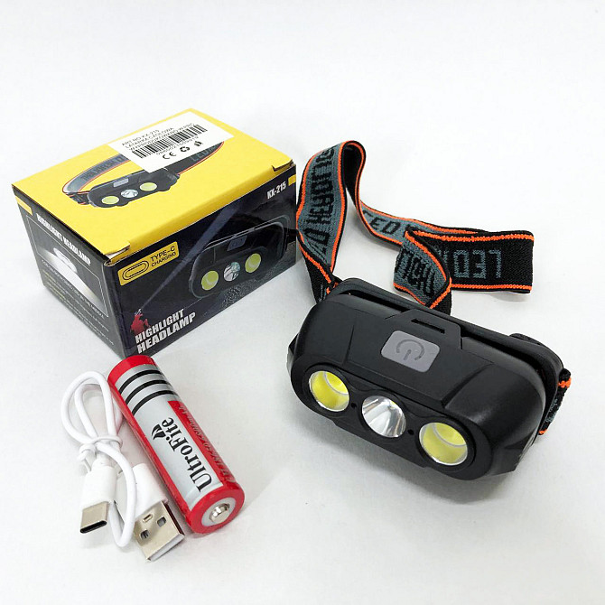 Ліхтарик на голову діодний KX-215-LED-2COB, Ліхтарик на голову із зарядкою, BK-487 Ліхтарик налобник Київ - фото 2