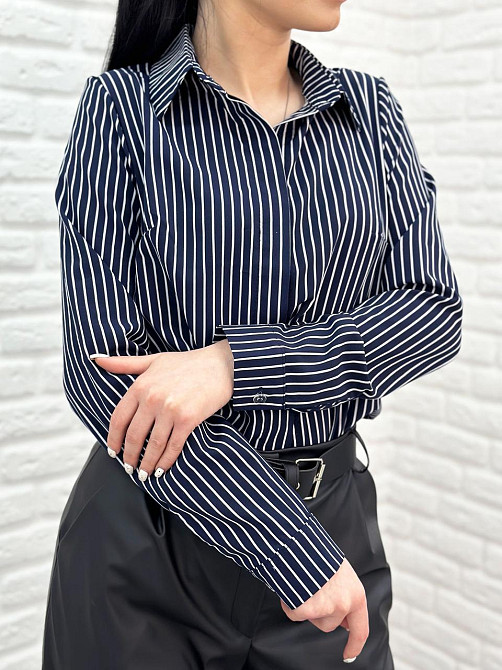 Сорочка з довгими рукавами у смужку "Sail" оптом | Норма | Розпродаж моделі Київ - фото 8