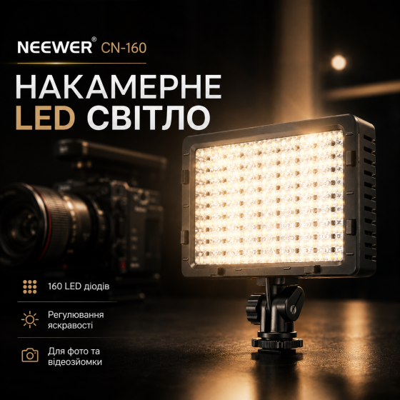 Накамерный свет Neewer CN-160 Светодиодный прожектор для video- и фотосъемки LED панель Киев