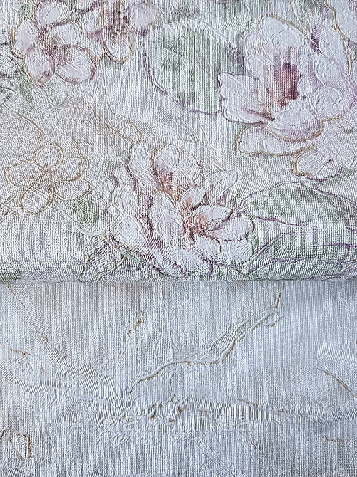 Шпалери метрові вінілові на флізелін Grandeco Poem квіти троянди структурні бордові коричневі на білому Київ - фото 2