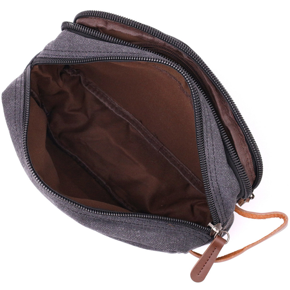 Стильная барсетка для мужчин на два отделения из качественного текстиля Vintage 22233 Черный Киев - изображение 6