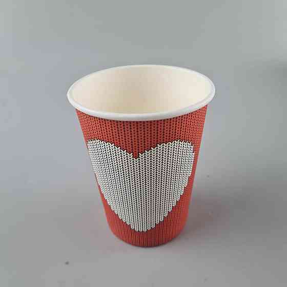 Стаканчики для кофе 250 мл "СЕРДЦЕ НА КРАСНОМ" Маэстро h9 (50 шт) Харьков