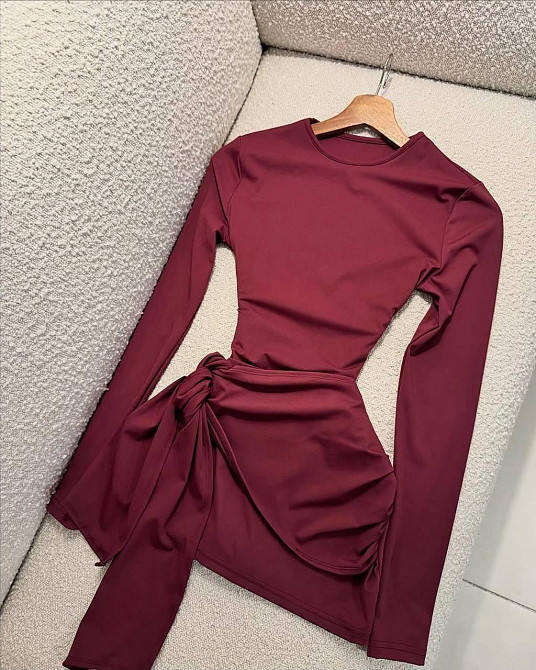 Жіночий стильний костюм боді + спідниця, креп-дайвінг Бордовий, 44/46 Одеса - фото 1