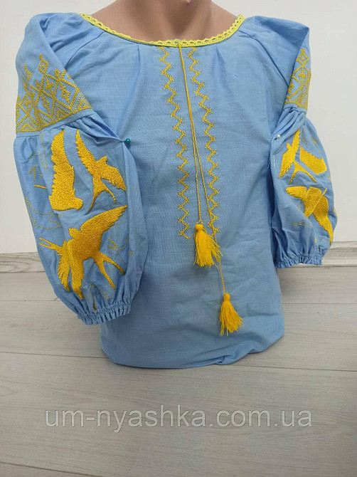 Жіноча вишиванка з жовто-блакитною вишивкою Ластівки Кривий Ріг - фото 1