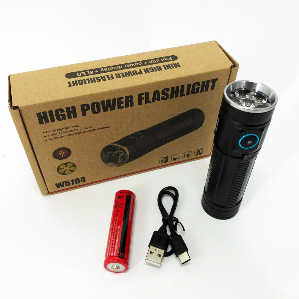 Фонарик светодиодный для туриста W5184-6XHP360, Перезаряжаемый ручной фонарь, Фонарь военный зсу YX-21 Львов - изображение 7