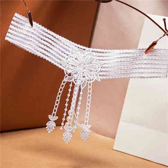 Трусики з намистинками та квіткою білі - розмір універсальний, резинка до 90см Київ