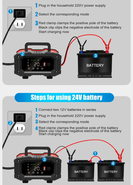 Зарядное устройство Foxsur 12V-8A/24V4A 12V-20A для автомобильного аккумулятора Винница - изображение 8