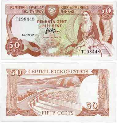Кипр / Cyprus 50 Сent 1989 Pick 52 UNC Полтава